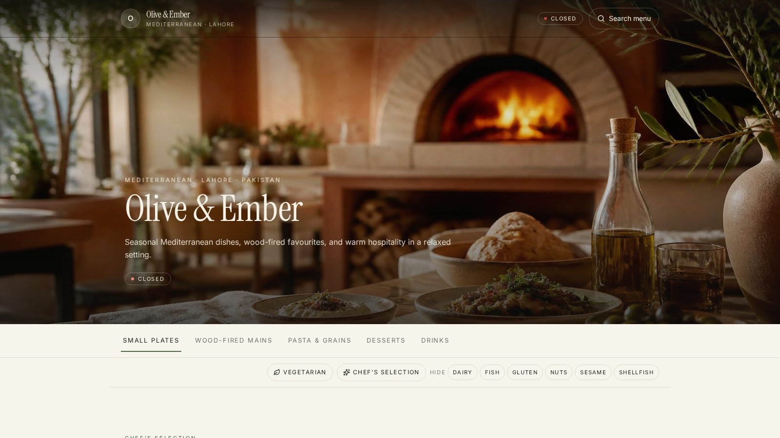Premium EatBot digital menu demo interface